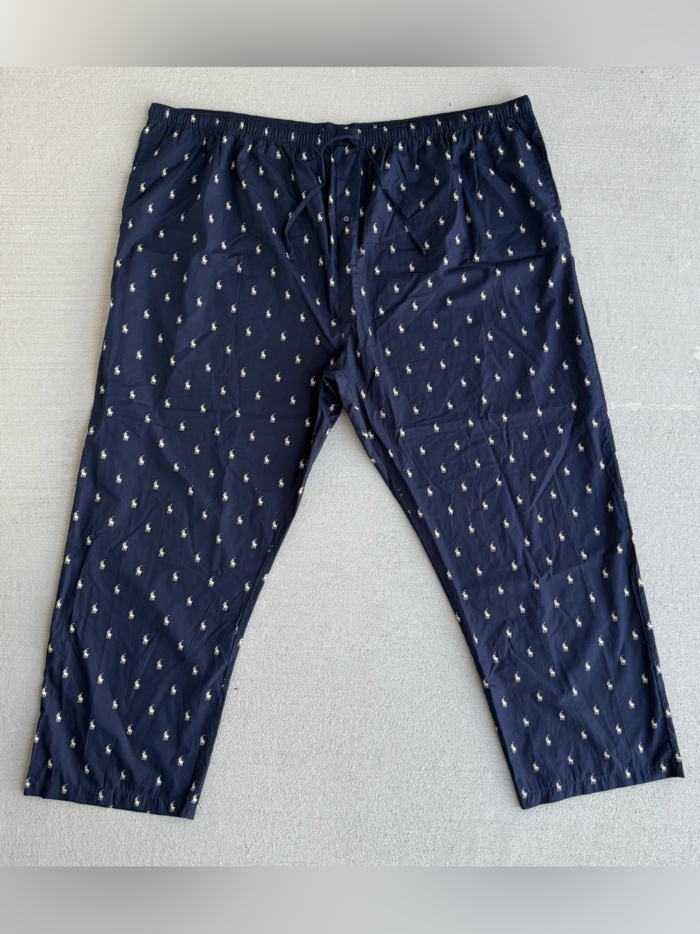 Polo Ralph Lauren All Over Pony Logo Pajama Lounge Pants 5X Big Navy Cream NWOT